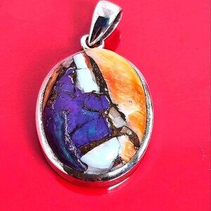 Mohave Oyster Turquoise 19x25mm 925 Sterling Silver Pendant